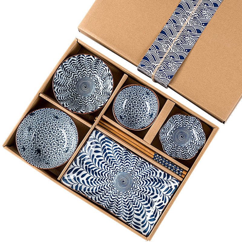 Japanese Blue & White Rice Bowl Ceramic Tableware