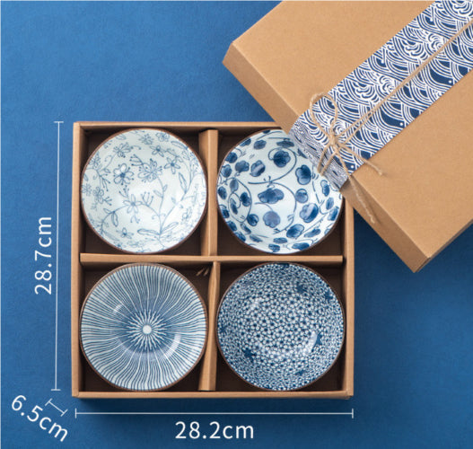Japanese Blue & White Rice Bowl Ceramic Tableware