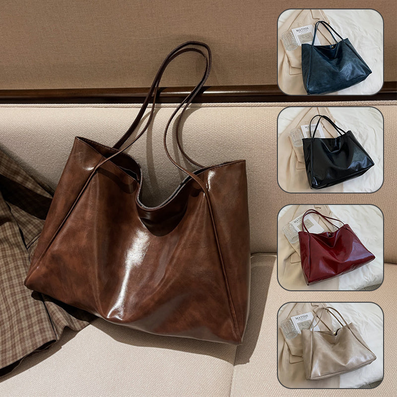 Large Capacity Soft Leather Shoulder Bag Casual Handbag