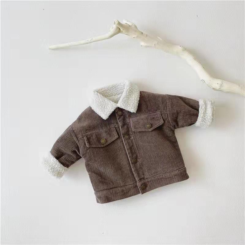 Kids' Overcoat Winter Fleece-lined Thickened Lamb Wool Corduroy Clothes