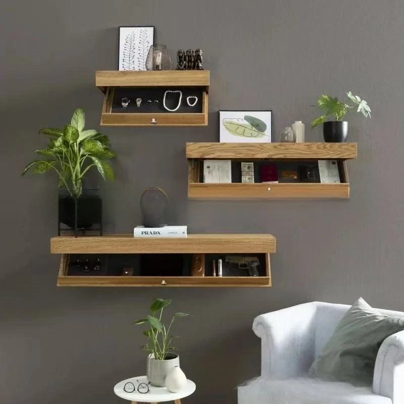 Wooden Compartment Floating Wall Shelves