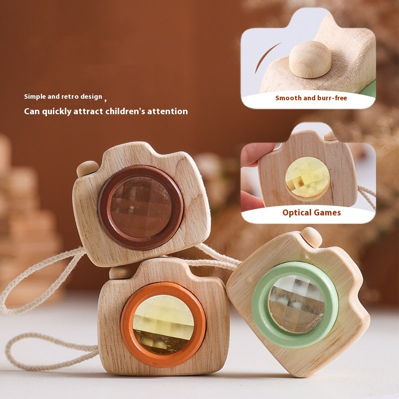 Wooden Mini Polygon Prism Kaleidoscope Camera Children's Educational Toys