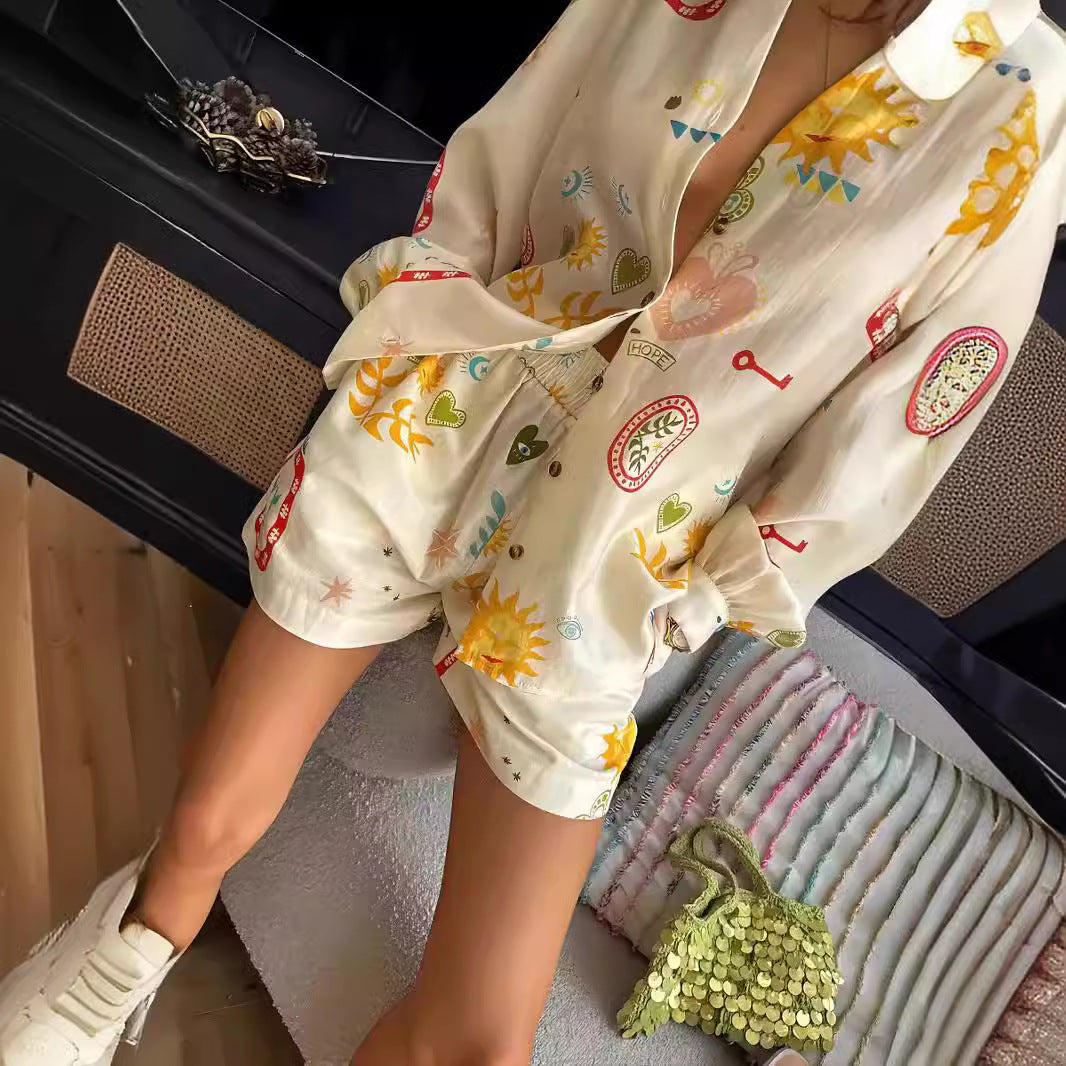 Linen Cardigan Shorts Set