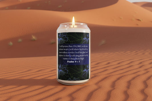 Psalm 9:1 Scripture Scented Soy Candle — 13.75 oz