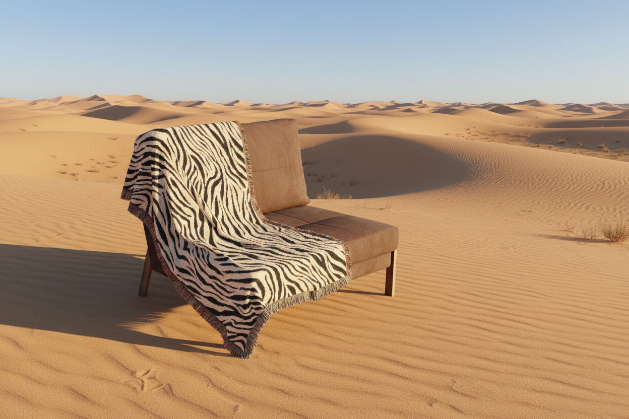 Zebra Stripes Woven Blanket – Cozy Animal Print Throw for Living Room & Bedroom