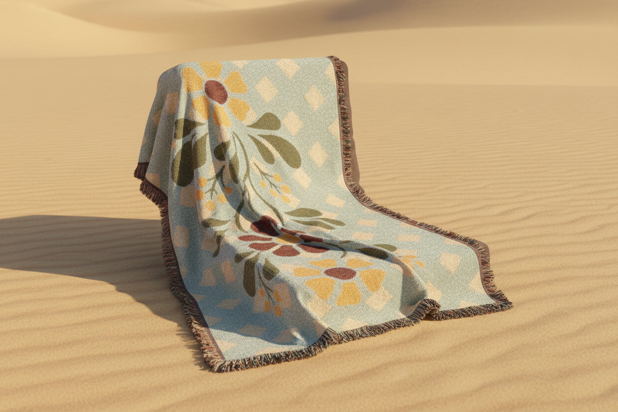 Woven Blanket - Boho Throw with Fringe