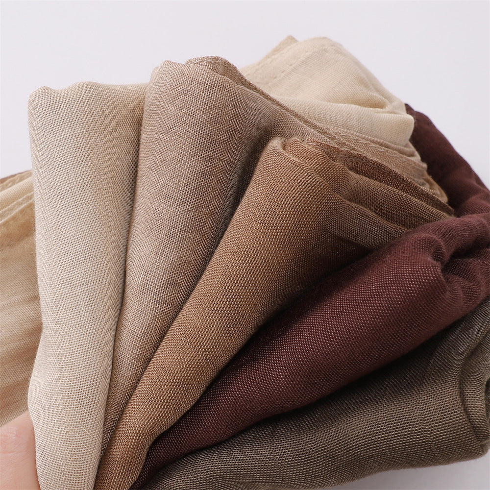 Solid Color Wide-brimmed Cotton And Linen Monochrome Scarf Veil