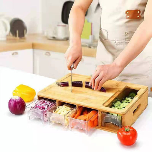Bamboo Vegetable Cutting Board With Storage Box
