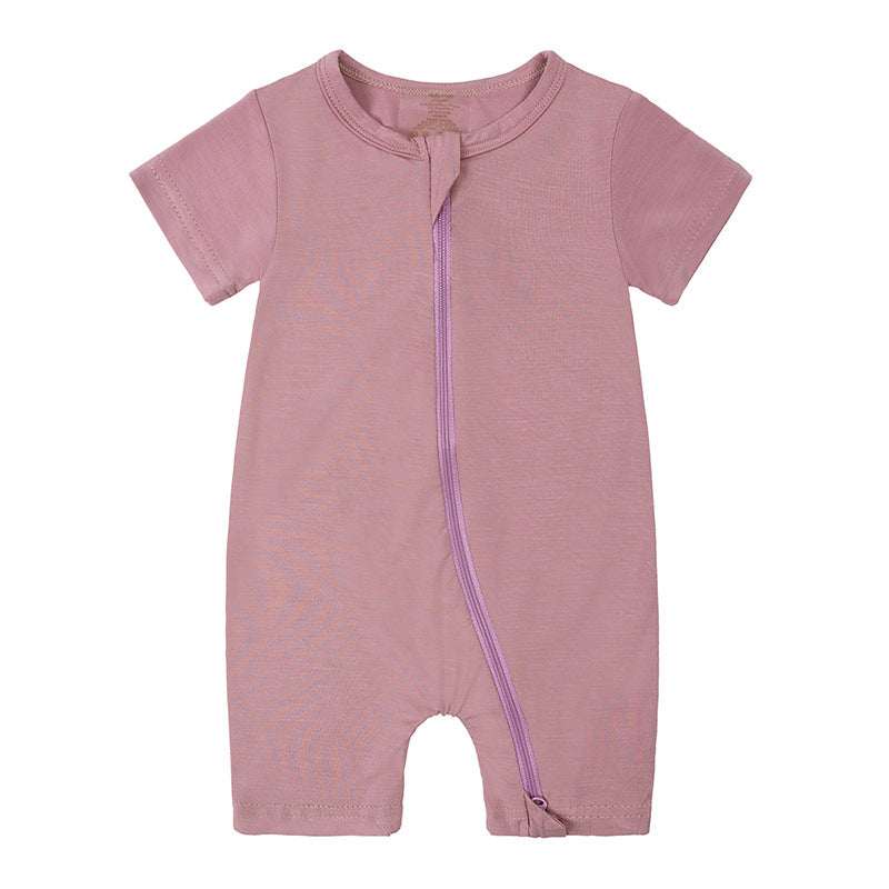 Summer Baby Jumpsuit New Bamboo Fiber New Short Sleeve Thin