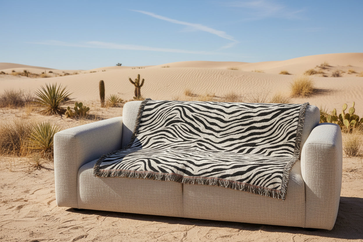 Zebra Stripes Woven Blanket – Cozy Animal Print Throw for Living Room & Bedroom