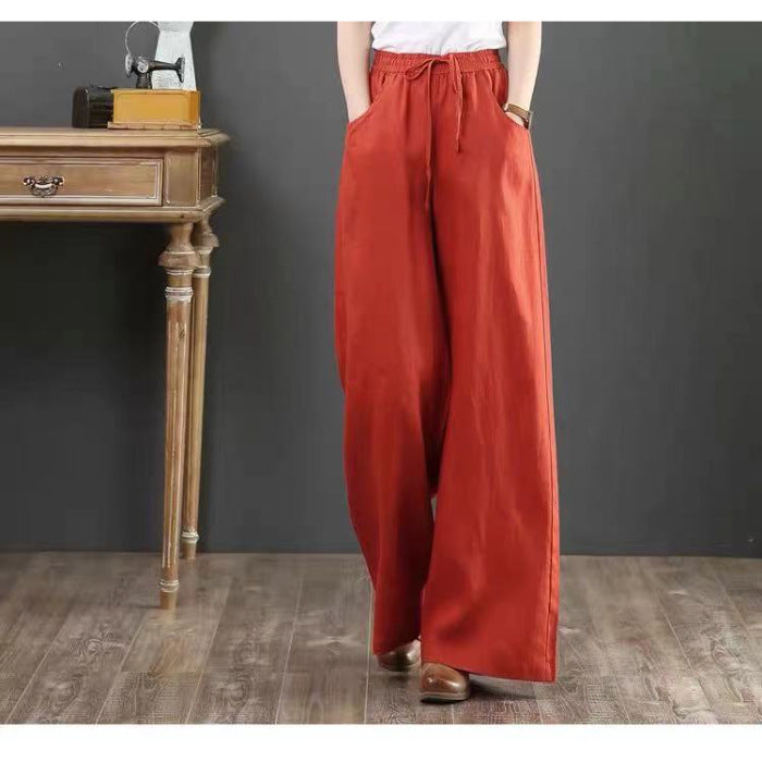 Linen Fabric Women's Wide-leg Pants