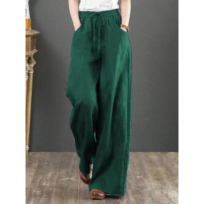 Linen Fabric Women's Wide-leg Pants