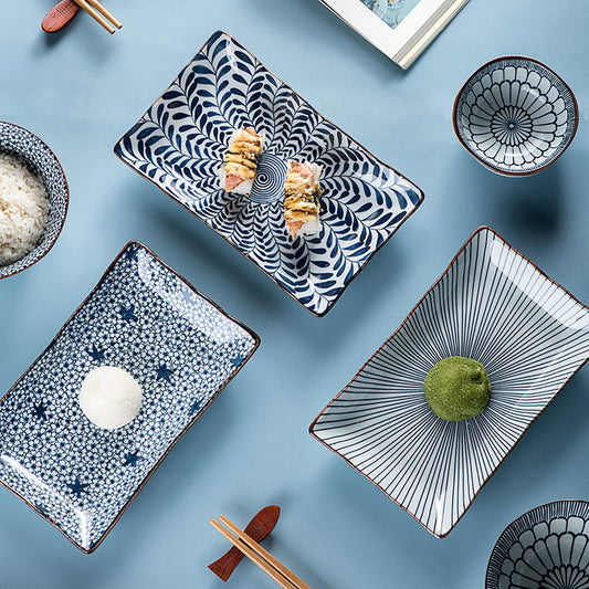 Japanese Blue & White Rice Bowl Ceramic Tableware