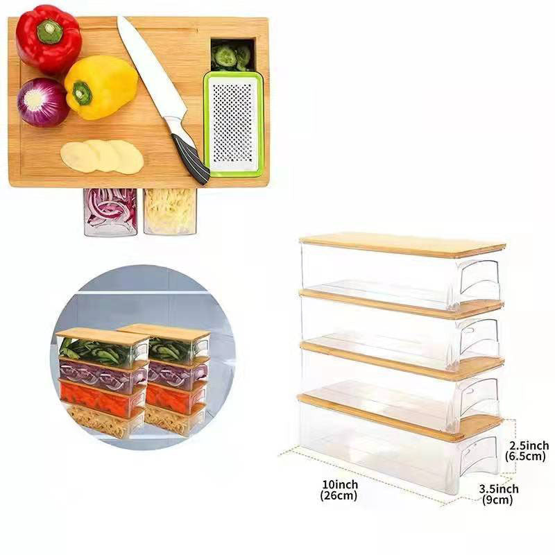 Bamboo Vegetable Cutting Board With Storage Box