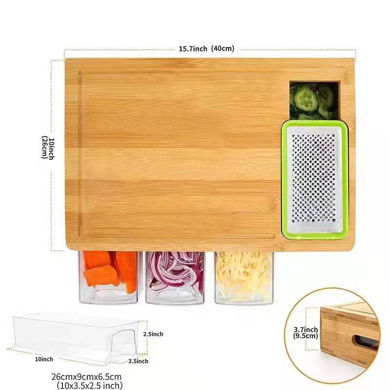 Bamboo Vegetable Cutting Board With Storage Box