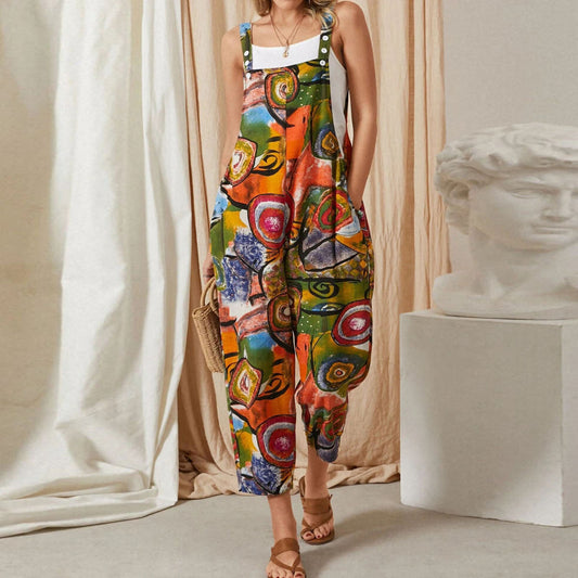 Loose Cotton And Linen Jumpsuit