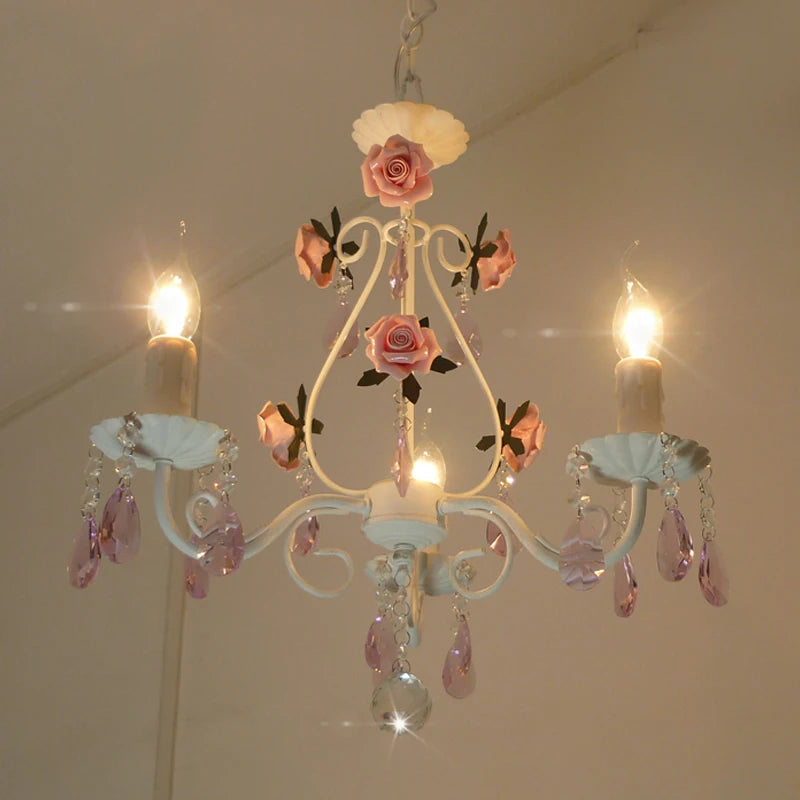 Pink Rose Chandelier Lighting