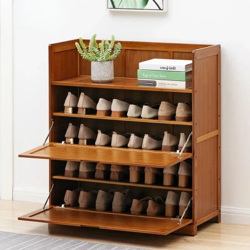 Bamboo Shoe Organizer Cabinet