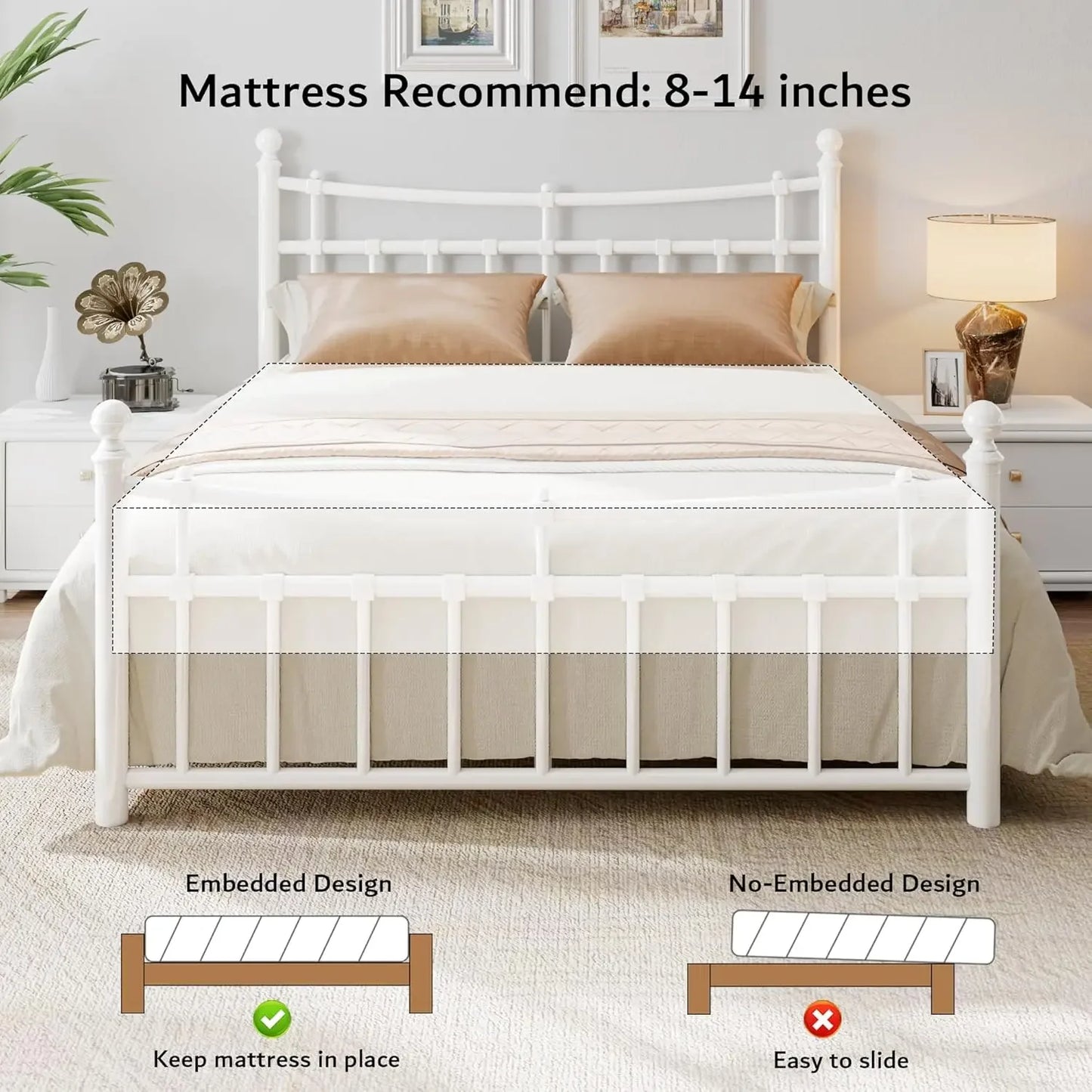 Queen Size Metal Platform Bed Frame