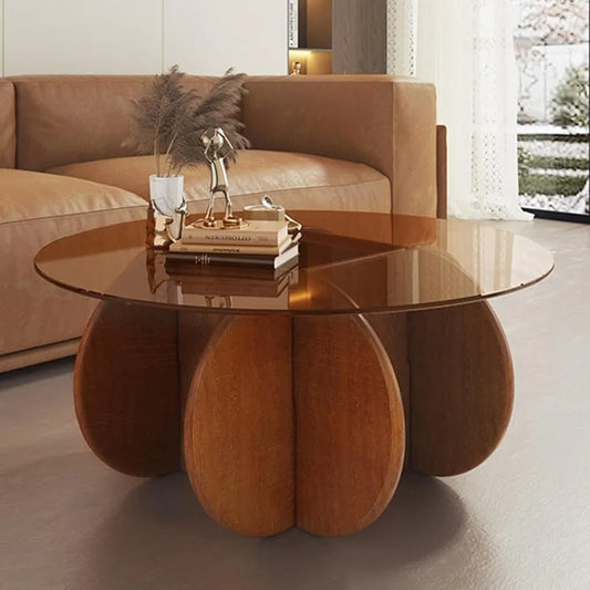 Round Wooden Leg Coffee Table
