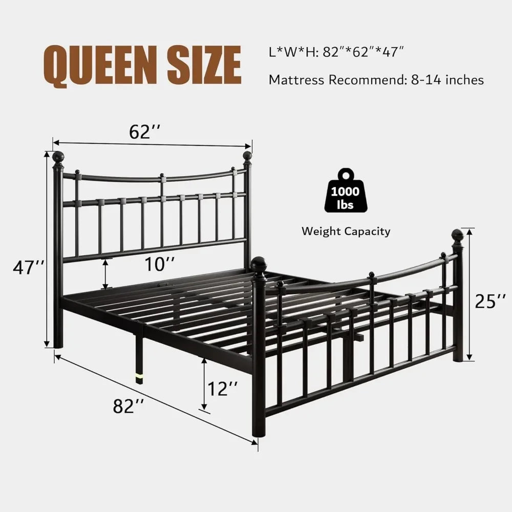 Queen Size Metal Platform Bed Frame