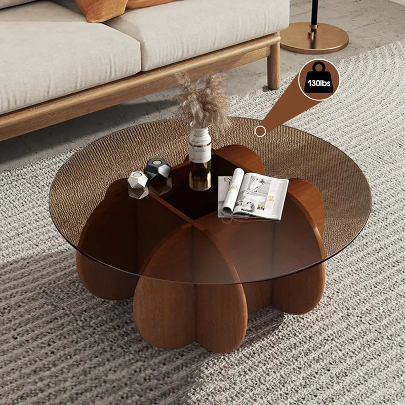 Round Wooden Leg Coffee Table