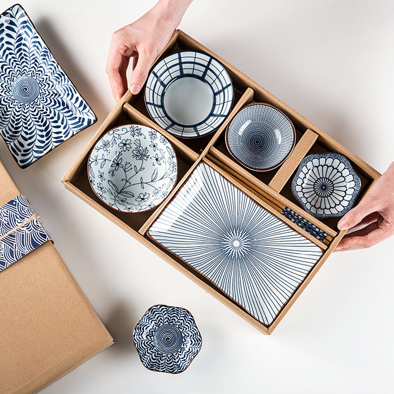 Japanese Blue & White Rice Bowl Ceramic Tableware