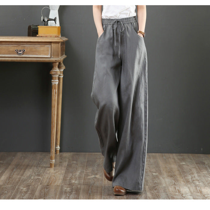 Linen Fabric Women's Wide-leg Pants