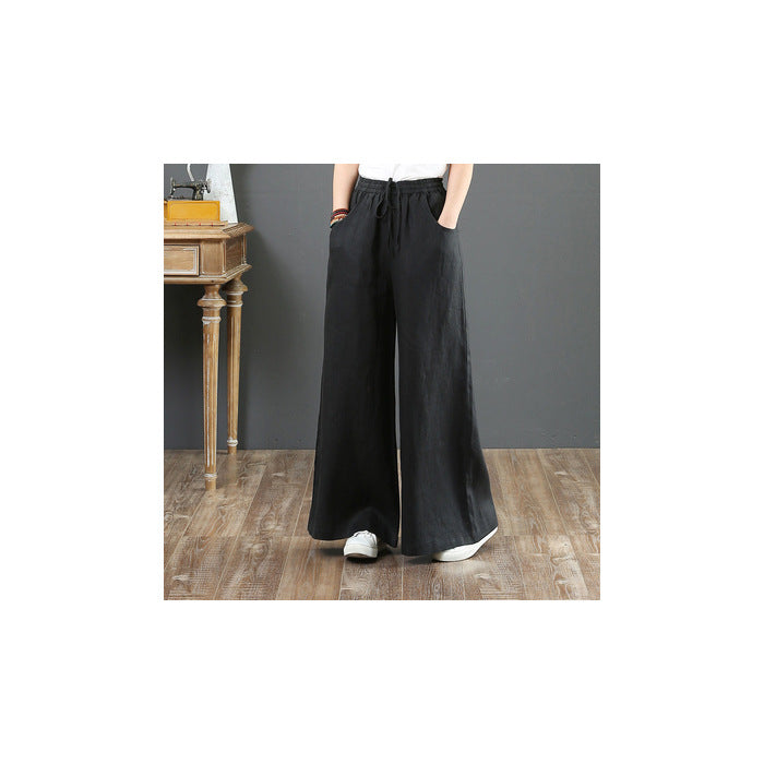 Linen Fabric Women's Wide-leg Pants