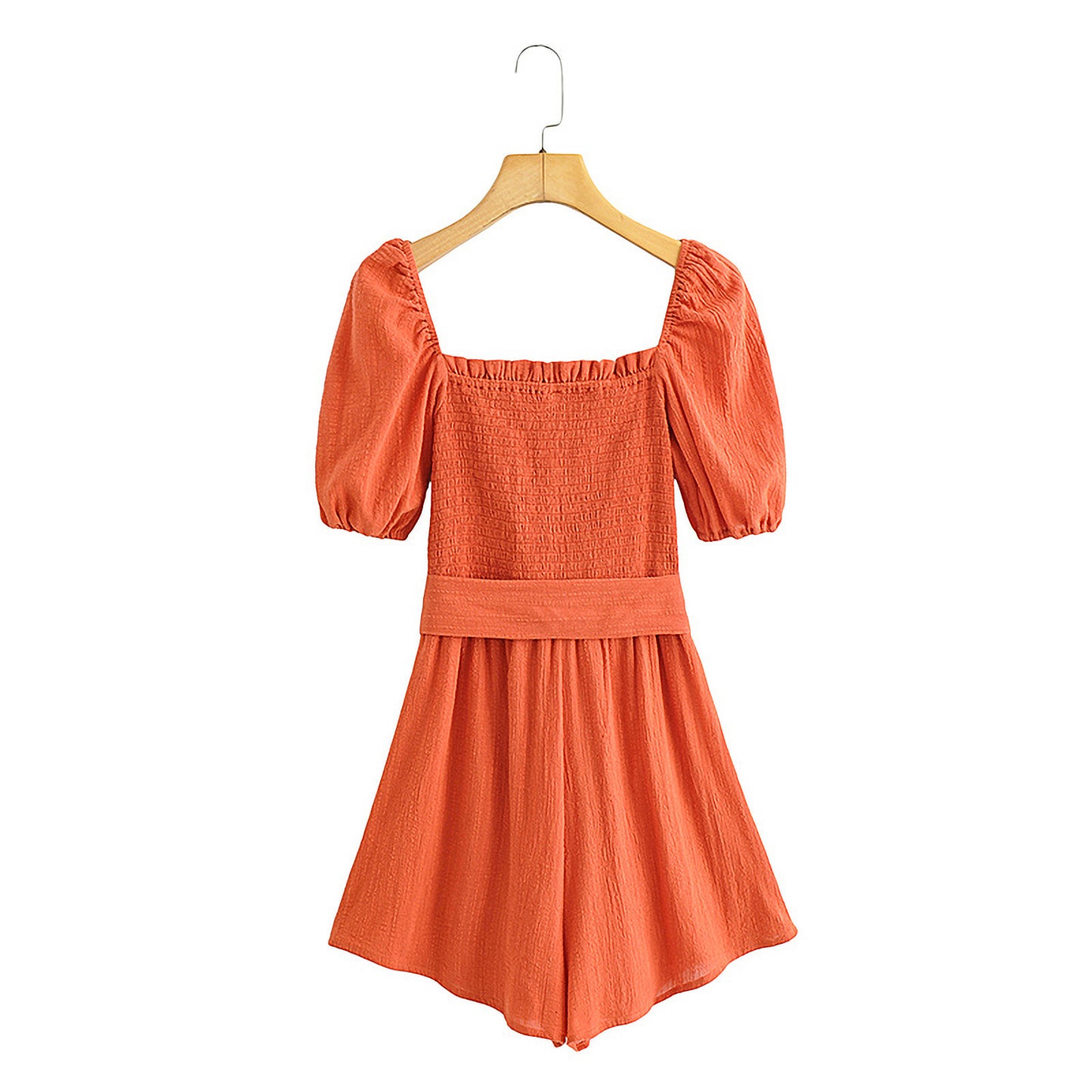 Cotton Crepe Short Sleeve Jumpsuit